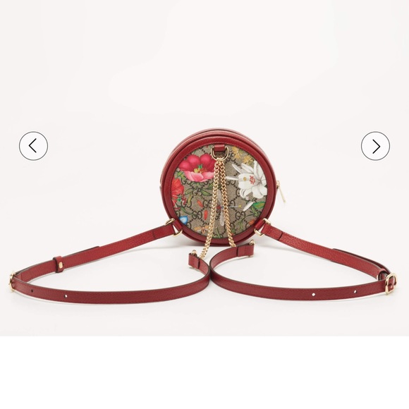 Authentic Gucci Red GG supreme Canvas and Leather Mini Floral Ophidia Backpack - Picture 5 of 12